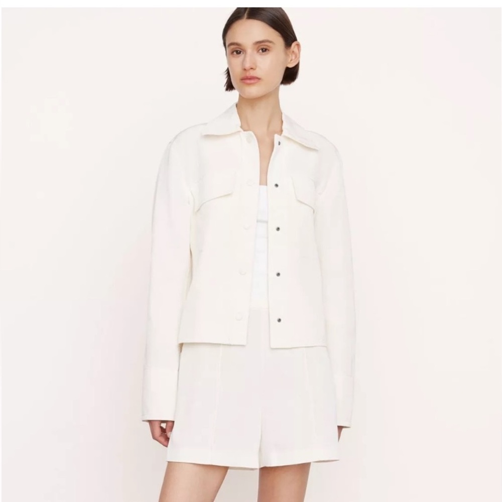 VINCE textured shacket shirt jacket in bone Size Large